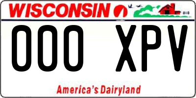 WI license plate 000XPV