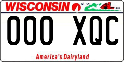 WI license plate 000XQC