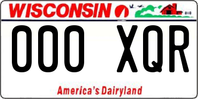 WI license plate 000XQR