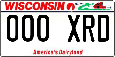 WI license plate 000XRD