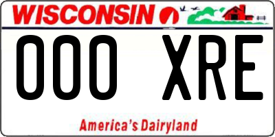 WI license plate 000XRE