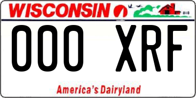 WI license plate 000XRF