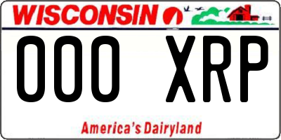 WI license plate 000XRP