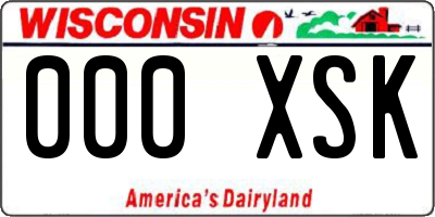 WI license plate 000XSK