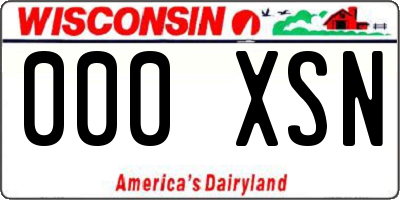 WI license plate 000XSN