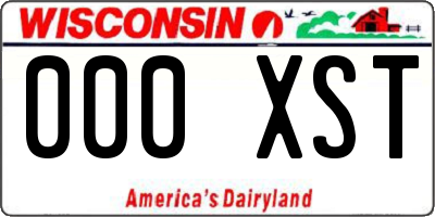 WI license plate 000XST