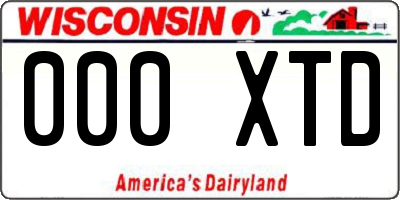 WI license plate 000XTD