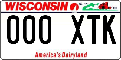 WI license plate 000XTK