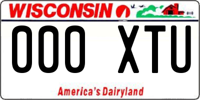 WI license plate 000XTU