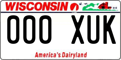 WI license plate 000XUK