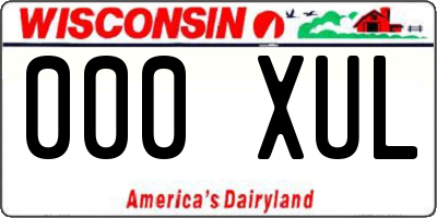 WI license plate 000XUL