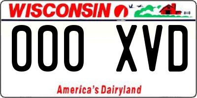 WI license plate 000XVD