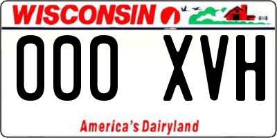 WI license plate 000XVH
