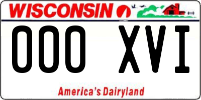 WI license plate 000XVI
