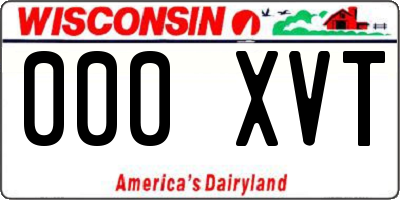 WI license plate 000XVT