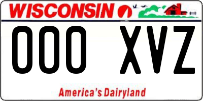 WI license plate 000XVZ