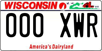 WI license plate 000XWR