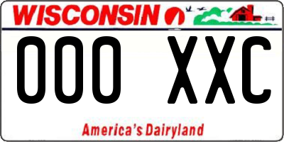 WI license plate 000XXC