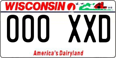 WI license plate 000XXD