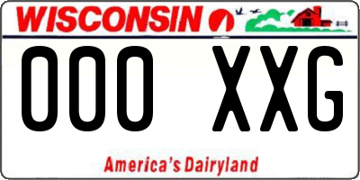 WI license plate 000XXG
