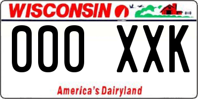 WI license plate 000XXK