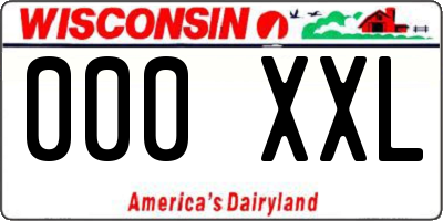 WI license plate 000XXL