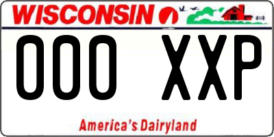 WI license plate 000XXP