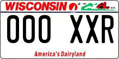 WI license plate 000XXR