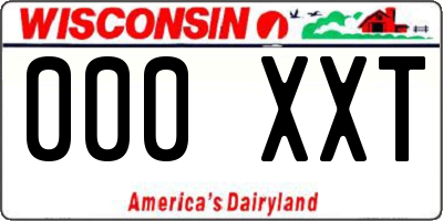 WI license plate 000XXT