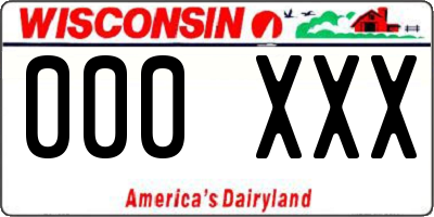 WI license plate 000XXX