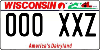 WI license plate 000XXZ