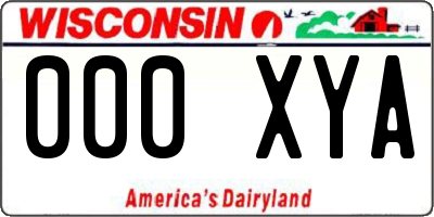 WI license plate 000XYA