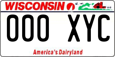 WI license plate 000XYC