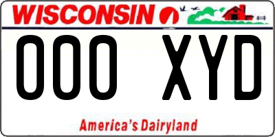 WI license plate 000XYD