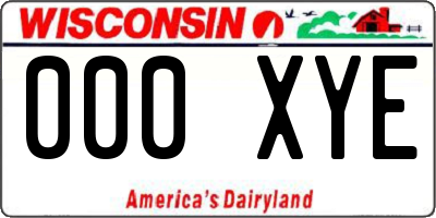 WI license plate 000XYE