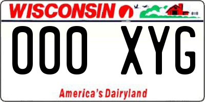 WI license plate 000XYG