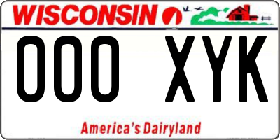 WI license plate 000XYK