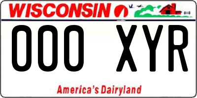 WI license plate 000XYR