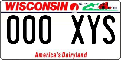 WI license plate 000XYS