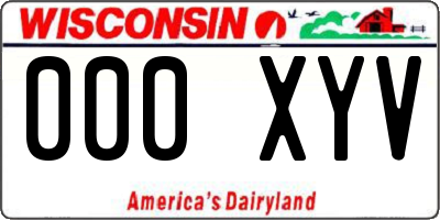 WI license plate 000XYV