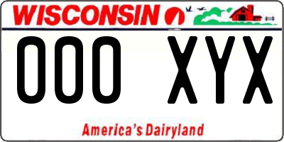 WI license plate 000XYX