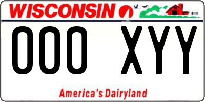 WI license plate 000XYY