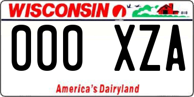 WI license plate 000XZA