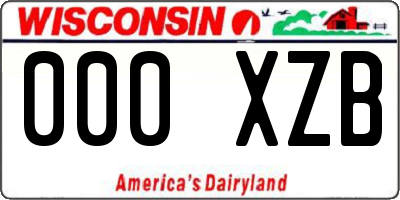 WI license plate 000XZB