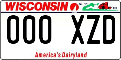 WI license plate 000XZD