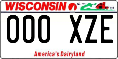WI license plate 000XZE