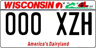 WI license plate 000XZH