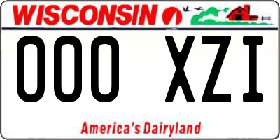 WI license plate 000XZI