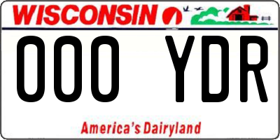WI license plate 000YDR
