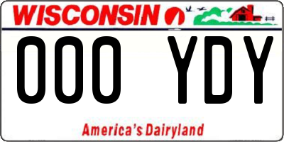 WI license plate 000YDY